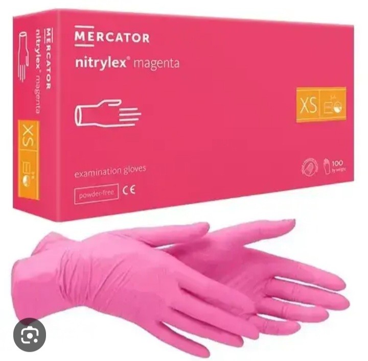 Mercator vienkartinės nitrilinės pirštinės magenta xs dydis 100 vnt