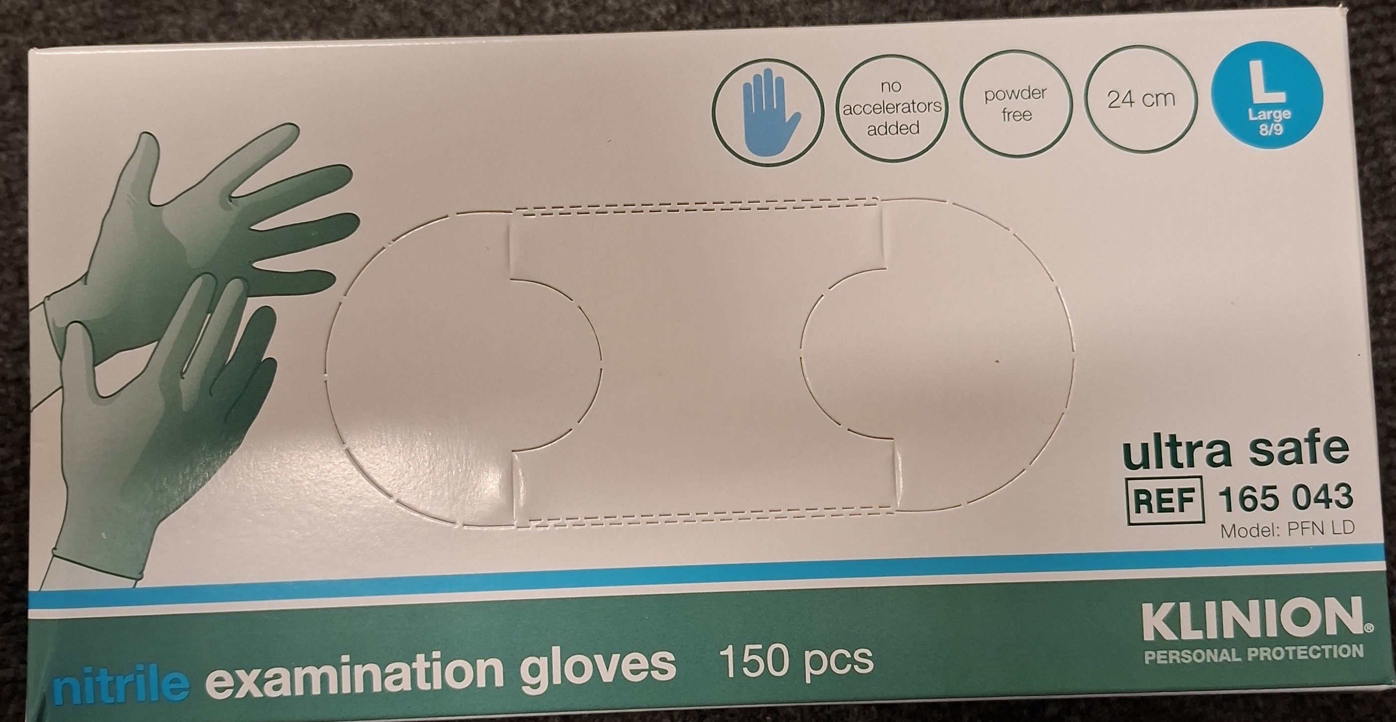 Klinion vienkartinės mėlynos pirštinės L  150 vnt